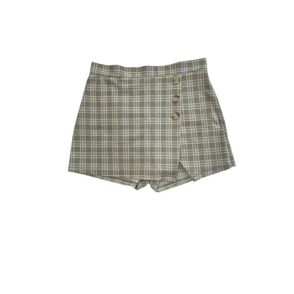 Altard State Womens Green Plaid High-Waist Skort With Button Details Large - Picture 1 of 7